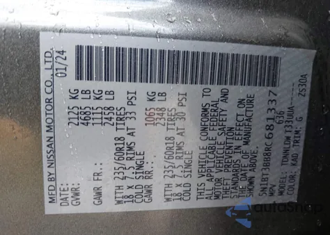 2024 Nissan Rogue Sv Intelligent Awd from USA, damaged, VIN 5N1BT3BB8RC681337